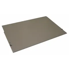 Steel shelf designed for SXROH Antimicrobial Plastic Wall-Mount Cabinets. Measures 16 3/4 in x 12 3/4 in with a 1/4 in overall height. Dark Taupe finish. Suitable for organizing supplies in healthcare, food service, and industrial environments.