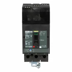 J-Frame molded case circuit breaker from the JG Series, rated 150 A with a maximum interrupting rating of 25kA at 240V AC. Features adjustable instantaneous trip, lug terminal connections, and ABC phase connection. Low amp trip setting is 750 A. Suitable for overcurrent protection in industrial power distribution panels, motor control centers, and switchboards.