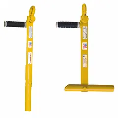 Pipe pick for lifting and moving large-diameter pipes. Engages pipes with a minimum diameter of 14 inches through a 2 1/2 inch lifting hole. Supports loads up to 6,000 lb. Used in industrial pipe handling applications.