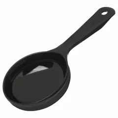 This CARLISLE portion control spoon is a solid acetal short-handle Measure Miser with a 6 oz capacity. It is black in color and NSF certified for use in commercial food service environments. The solid construction allows for accurate measuring and serving of solid foods without liquid passage.