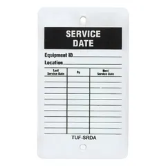 Aluminum safety tag with black, red, and white finish and English text. Measures 3 inches wide by 5 inches high. Suitable for use in industrial environments for warning or lockout/tagout communication.