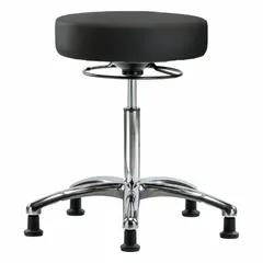 Vinyl Lab Stool, Height Range 21 1/4 in to 28 3/4 in, 17 in Seat Width and Depth, Aluminum Base, 5 Glides, No Casters, Not ESD Safe