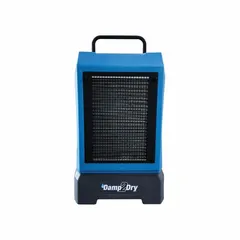 Industrial portable dehumidifier with built-in hour meter for runtime tracking. Includes air filter and drain hose. Suitable for moisture control in warehouses, construction sites, and manufacturing facilities.
