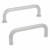 Stainless steel pull handle with silver finish, 0.31 in thickness, 3.31 in grip length, M4 screw size, and Grade 303 leg style. Designed for industrial enclosures, machinery doors, and access panels requiring corrosion resistance and load-rated hand-operated access