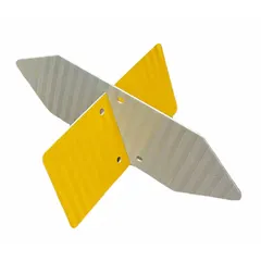 Railroad switch indicator with yellow reflector for high visibility. Includes target mounting hardware for installation. Used to visually indicate track switch position to train crews and yard personnel.