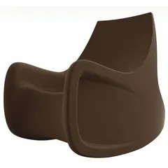 This floor-mount rocking chair features a brown polyethylene seat material and includes arms. Designed for single-seat use, it meets ISO 22196 antimicrobial standards and is suitable for commercial or public seating areas requiring durability and easy maintenance.