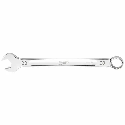 MILWAUKEE Combination Wrench: Steel, Chrome, 30 mm Head Size, 15 3/8 in Overall Lg - Metric 12-Point Combination Wrenches