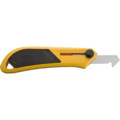 This flooring knife features a steel hook blade with a 1/2-inch projection for scoring laminate flooring planks. The 5-3/4-inch overall length provides control for straight cuts. It is used to score and snap laminate materials during installation.