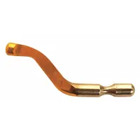 This SHAVIV deburring blade, trade number B10P, is made of TiN-coated high-speed steel for use on stainless steel. It serves as a replacement blade for deburring tools in metalworking, fabrication, and maintenance tasks