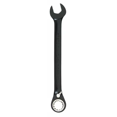 PROTO Combination Wrench: Alloy Steel, Black Chrome, 21 mm Head Size, 11 1/2 in Overall Lg - Metric Spline Ratcheting Combination Wrenches