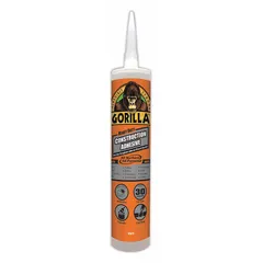 General-purpose construction adhesive in a 9 fl oz cartridge. White adhesive color. Bonds wood, metal, drywall, concrete, and other common building materials for facility maintenance and assembly tasks.