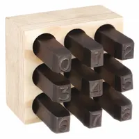 YOUNG BROS. STAMP WORKS Hand Stamp Kit: 0 thru 9 (6 doubles as 9), 5/16 in Character Ht, # Set (MPN 07094)