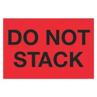 These labels are used in warehousing and logistics to mark cartons or pallets that must not have other items placed on top. Each label measures 2 inches by 3 inches and is sold in a pack of 500. The bold message helps prevent crushing damage to sensitive goods during storage or transit