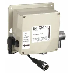 The SLOAN SFP-40-A is a 6V DC control module for electronic faucets. It is used as a replacement part in automatic sensor-operated faucets to restore touch-free operation. Typical applications include commercial restrooms and other facilities where hands-free hand washing is desired.