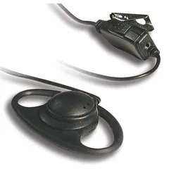 Wired earpiece with two-pin connector and push-to-talk function. Features a D-ring attachment and single wire in black. Designed for use with Kenwood NX-P1000 series two-way radios for private audio communication.