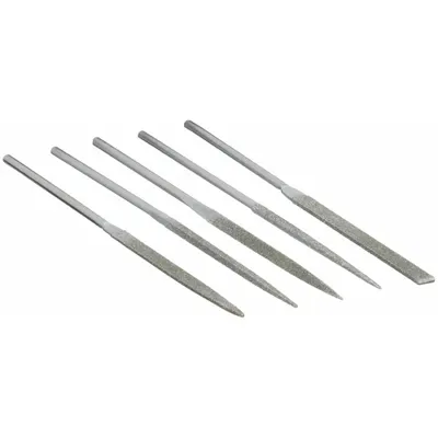 STRAUSS Needle File Set: Equaling/Half Round/Round/Square/Triangular, 140 mm Lg without Tang - Diamond-Coated Needle File Sets