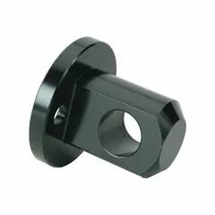 Collar and base attachment for hydraulic cylinders, designed for 25-ton capacity. Features a clevis configuration with an overall length of 3.37 inches. Used to provide a pivoting mounting point in pressing, lifting, or positioning systems.