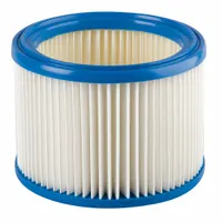 HEPA paper cartridge filter for dry pickup in Nilfisk VL200 canister vacuums. Captures fine dust and particulates in industrial environments such as machining, material handling, and general maintenance