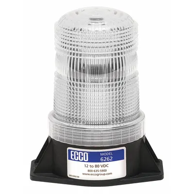 ECCO 6262C White LED Vehicle Flashing Beacon, 12-80V DC, Round, SAE Class 3 - Vehicle Flashing Beacons