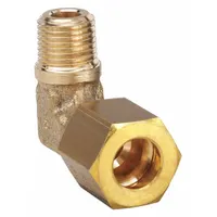 Brass compression fitting with standard sleeve, connecting 8 mm OD tubing to 1/8 in MBSPT threaded ports. Suitable for tube-to-pipe joints in pneumatic, hydraulic, and instrumentation lines. Supplied in a 10-pack