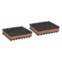 MASON Vibration Isolator Pad: Neoprene, Waffle Pad Top, 2 in Lg, 2 in Wd, 1 in Ht, Cork, 2 PK