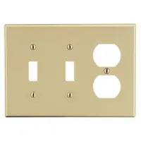 HUBBELL Wall Plate: Combo, 3 Gang, Ivory, Std Size (MPN P28I)