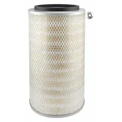 Round-oval engine air filter with axial seal. Inside diameter 1/2 in. Used for engine intake filtration in Bomag vehicles and buses.