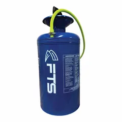 Metal tank attachment for railroad power tools, used in industrial maintenance and repair operations for fluid or material handling in rail infrastructure and heavy equipment environments.