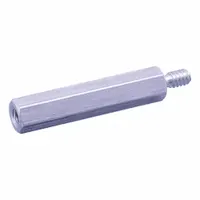 Aluminum male x female standoff with #4-40 thread size, 9/16 in length, hex shape, and Alodine finish. Used for spacing and stacking printed circuit boards or panels in electronic assemblies. Supplied in a 25-piece pack