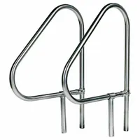 This pool grab bar is constructed of 316L stainless steel with an electropolished silver finish. It has a 1.5 in diameter, 0.083 in thickness, and measures 38 in height by 26 in width. The bar features adjustable legs and a Pike configuration, suitable for providing entry and exit assistance in swimming pool environments