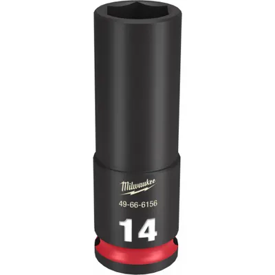 MILWAUKEE Deep Impact Socket: 3/8 in Drive Size, Metric, 14 mm Socket Size, 6-Point - 3/8" Drive Impact Sockets
