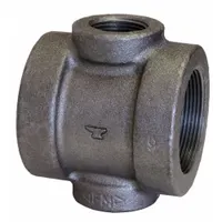 Metal Pipe Cross: 2 in x 2 in x 1 1/2 in x 1 1/2 in, Threaded x Threaded x Threaded x Threaded (MPN 0300112802)