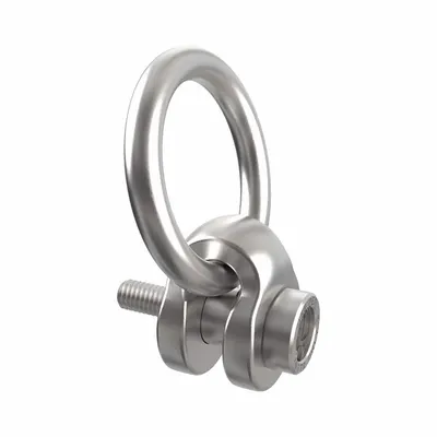JERGENS Hoist Ring: Swivel, Nickel-Plated Steel, M20-2.50, Max. 5,045 lb - Side-Pull Pivot & Rotate Hoist Rings