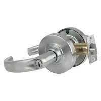 This SCHLAGE electric lever lockset is designed for storeroom functions (ANSI F86), allowing free egress while requiring a key or credential for entry. The ND Sparta style features a satin chromium-plated cast zinc finish. Suitable for interior doors in commercial settings where controlled access is needed