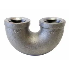 This medium-pressure threaded pipe fitting is a 1/2 in x 1/2 in elbow with threaded x threaded connections. Rated Class 150, it has a maximum operating pressure of 300 psi at 150°F. Used to change direction in piping systems for water, oil, or gas lines.