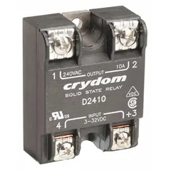 Panel-mounted solid-state relay with SCR output, Form A (SPST-NO) configuration. Switches AC loads from 24 to 280V AC with a maximum output current of 10 A (5 A without heat sink). Input current is 12 mA. Electrical connection via screw-clamp terminals. Suitable for industrial automation, HVAC, and process control applications requiring silent, fast switching of resistive or inductive loads.