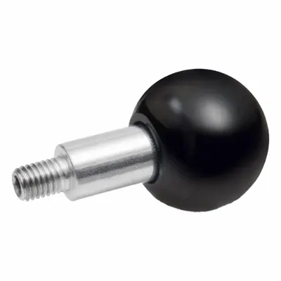 JW WINCO Revolving Ball Knobs: Ball, Plastic w/ Steel Thread, M12 Thread, 21 mm Thread Lg - Revolving Ball Knobs with Threaded Stud