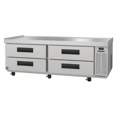HOSHIZAKI CR72B chef base undercounter refrigerator with 15.4 cu ft capacity, one door, 27 in height, and 33 1/4 in depth. Features thermostatic control for consistent temperature. Designed for undercounter installation in commercial kitchens to store ingredients and prepared items.
