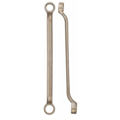 AMPCO Box End Wrench: Natural, 8 mm_9 mm Head Size, 6 in Overall Lg, Offset - Metric, Double End, 12-Point, Box End Nonsparking Wrenches