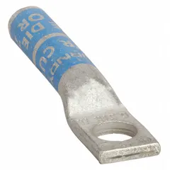 One-hole compression lug for terminating 6 AWG stranded copper wire to a 1/4 in stud. Constructed from copper with a long barrel design. Suitable for permanent, low-resistance connections in power distribution and control panel applications.