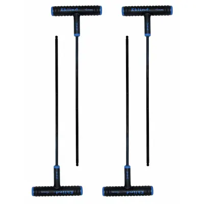 EKLIND Hex Key: 1 Ball Ends, 4 mm Tip Size, Metric, Long, Alloy Steel, Black Oxide - T-Shaped Hex Keys