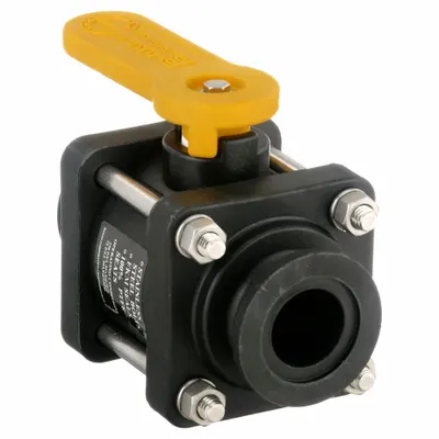 BANJO Manual Two-Way Ball Valve: 1 in, Polypropylene, Straight, Flange x Flange - Polypropylene Ball Valves