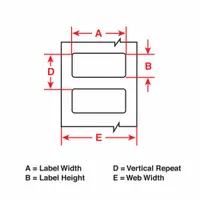Pre-Cut Label Stock Roll: 1/4 in x 2 in, Acrylic, Aggressive Adhesive/Permanent Adhesive (MPN THT-15-423-2.5-SC)