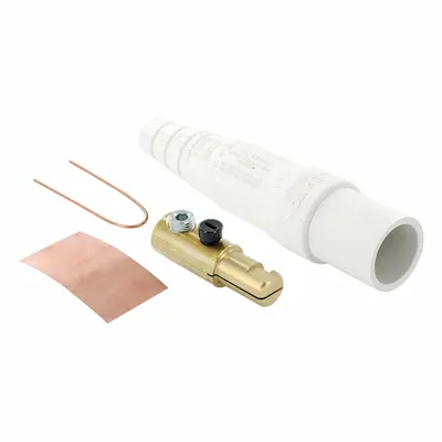 LEVITON Single Pole Inline: Male, White, 600V AC/600V DC, 300 A, Single Set Screw Termination - Plugs with Set Screw Terminations
