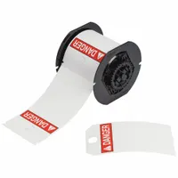 Pre-Cut Label Stock Roll: Danger, 5 3/4 in x 3 1/4 in, Polyester, White, 100 Tags (MPN B30-255-851-ANSIDA)