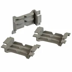 Plastic wire retainer designed for use with T-70 raceway. Snap-on mounting for straight-section single-channel raceways. Color: Gray. Used to secure and organize cables in raceway systems.