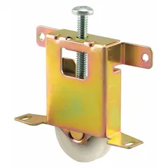 This hanging door roller from PRIME-LINE measures 3 3/4 inches in width and supports doors up to 60 pounds. It is designed for use in sliding door systems, guiding and supporting the door along a track. Suitable for light-duty interior or cabinet sliding doors.