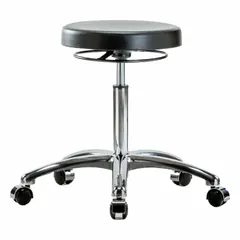 Polyurethane Lab Stool, ISO 4 Clean Room, Height Range 19 in to 26 3/4 in, Aluminum Base, 5 Casters