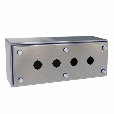 HAMMOND Push Button Enclosure: 22mm, 4 Holes, 304 Stainless Steel - Enclosures for 22mm Operators