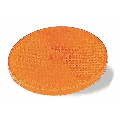 GROTE Reflector: Round, Amber, 3 5/16 in Overall Lg - Stick On Reflectors